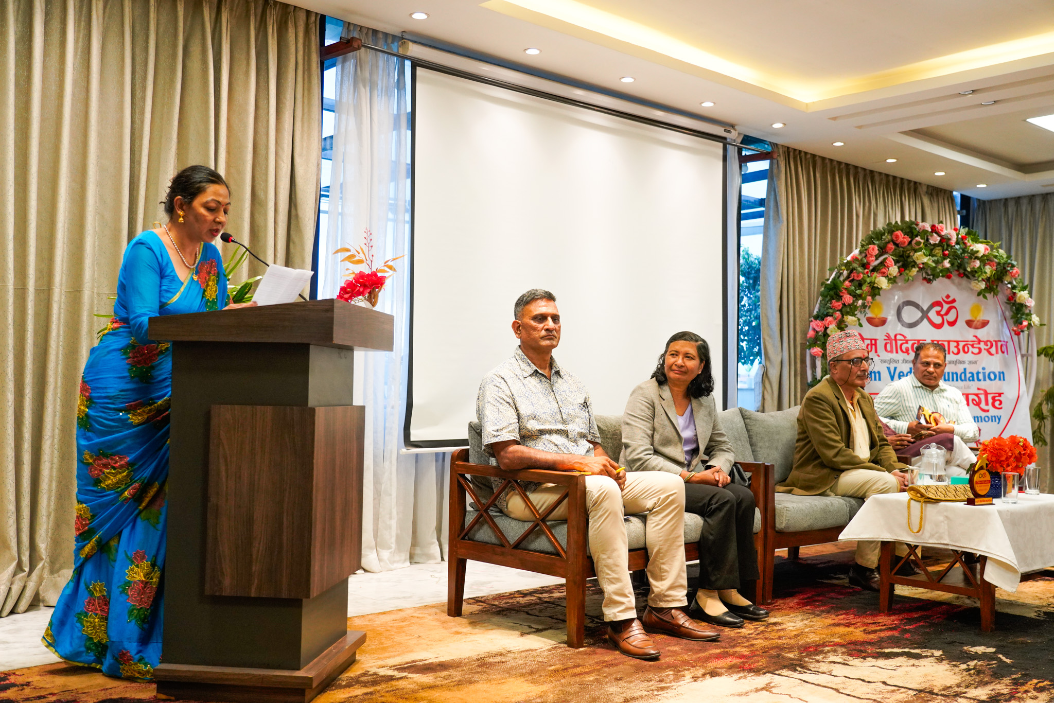Chairperson Om Vedic Foundation Rabina Gorkhali Addressing